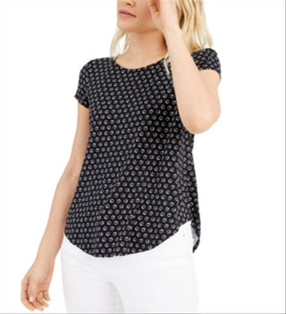 Alfani Women's Printed T-Shirt Black Size Large