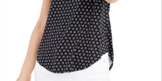 Alfani Women's Short Sleeve T-Shirt Top Black Size X-Large