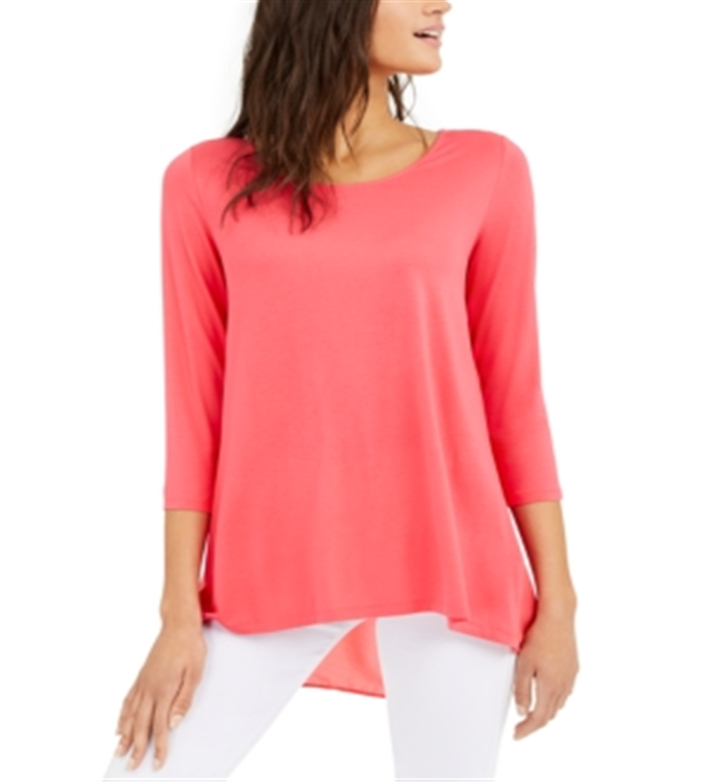 Alfani Women's Woven Back Top Pink Size Large