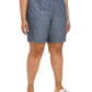 Karen Scott Women's Cotton Chambray Utility Shorts Blue Size 20W