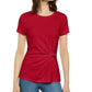 INC International Concepts Women's Ponte Knit Twist Top Red Size Large