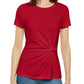 INC International Concepts Women's Ponte Knit Twist Top Red Size Large