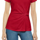 INC International Concepts Women's Ponte Knit Twist Top Red Size Large