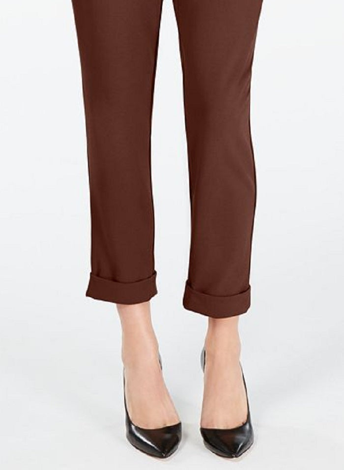 INC International Concepts Women's Paperbag Tapered Leg Pants Brown Size 10