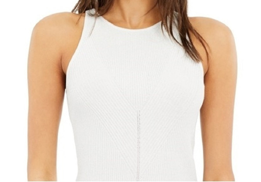 INC International Concepts Women's Ribbed Sweater Tank Top White Size X-Large