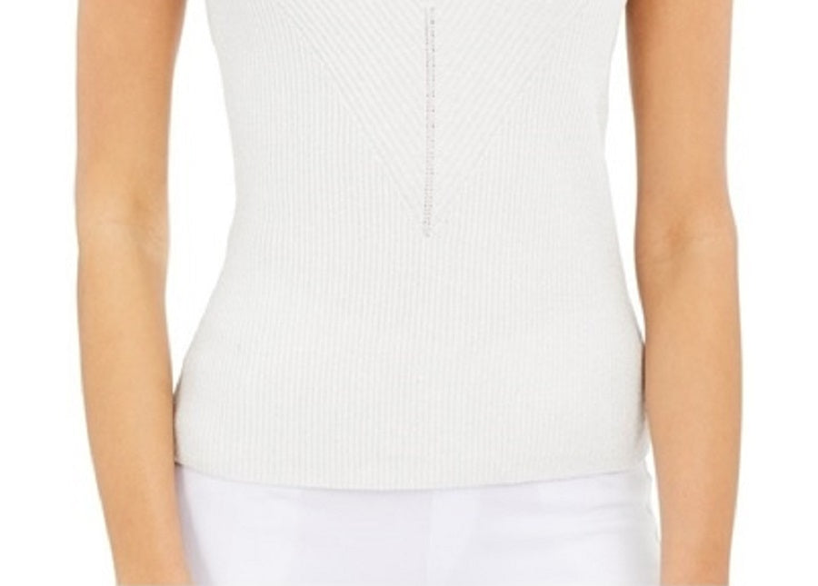 INC International Concepts Women's Ribbed Sweater Tank Top White Size X-Large