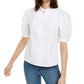 INC International Concepts Women's Solid Puff Sleeve Top White Size X-Small