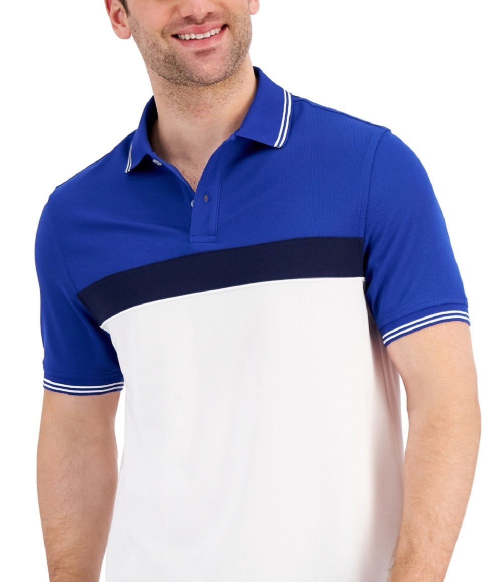 Club Room Men's Sporty Stripe Polo Shirt Blue Size X-Large