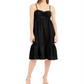 INC International Concepts Women's Linen Blend Twist Front MIDI Dress Black Size Medium