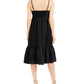 INC International Concepts Women's Solid Spaghetti Strap Sweetheart Neckline Below The Knee Fit Flare Dress Black Size Large