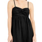 INC International Concepts Women's Solid Spaghetti Strap Sweetheart Neckline Below The Knee Fit Flare Dress Black Size Large