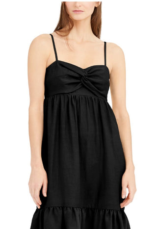 INC International Concepts Women's Solid Spaghetti Strap Sweetheart Neckline Below The Knee Fit Flare Dress Black Size Large