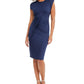 INC International Concepts Women's Sateen Ruched Midi Dress Blue Size Large