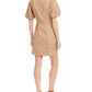 INC International Concepts Women's Patterned Pouf V Neck Short Sheath Dress Brown Size 10