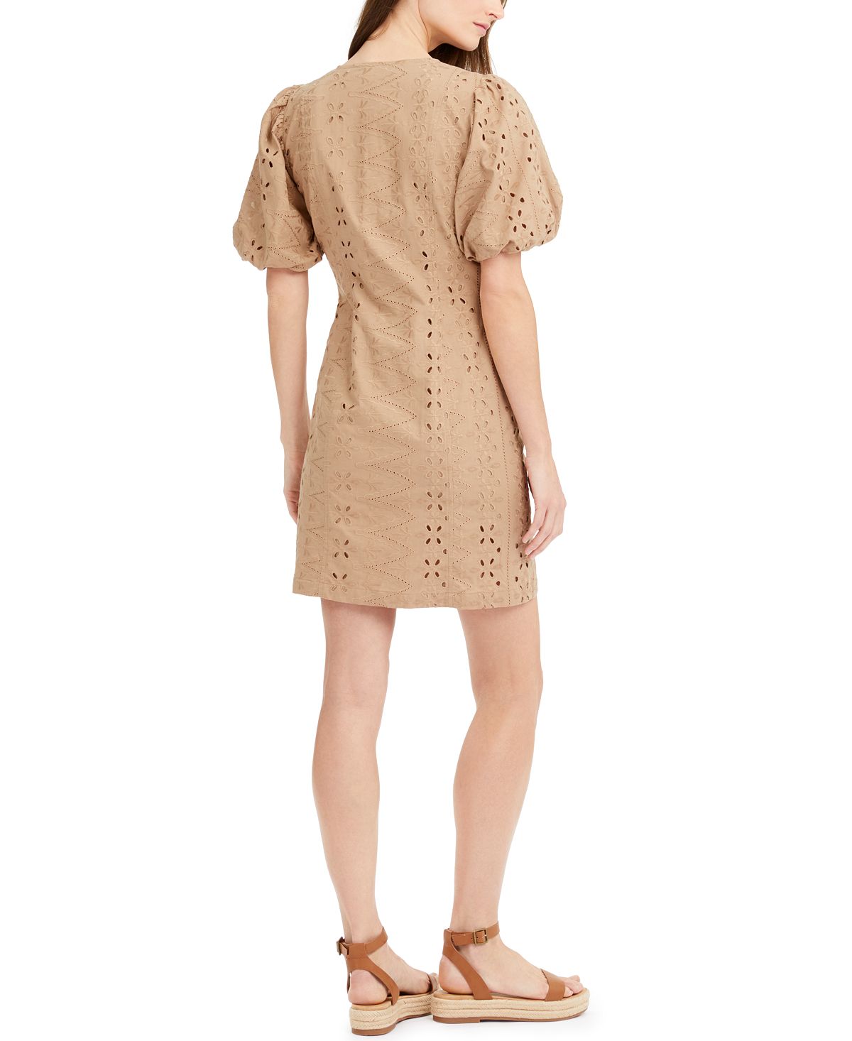 INC International Concepts Women's Patterned Pouf V Neck Short Sheath Dress Brown Size 10