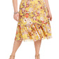 INC International Concepts Women's Metallic Tiered Maxi Skirt Yellow Size 3X