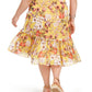 INC International Concepts Women's Metallic Tiered Maxi Skirt Yellow Size 3X