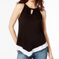 INC International Concepts Women's Contrast Hem Halter Top Black Size Petite Large