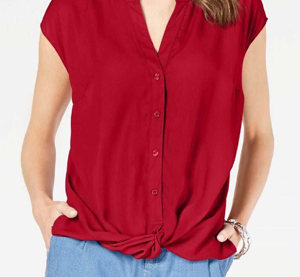 INC International Concepts Women's Twist Front Top Red Size Petite XL