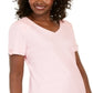 Karen Scott Women's Eyelet Shoulder V Neck Top Pink Size Medium