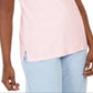 Karen Scott Women's Eyelet Shoulder V Neck Top Pink Size Medium