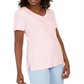 Karen Scott Women's Eyelet Shoulder V Neck Top Pink Size Medium