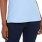Karen Scott Women's Cotton Eyelet Trim Top Blue Size Large