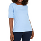 Karen Scott Women's Cotton Eyelet Trim Top Blue Size Large