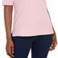 Karen Scott Women's Cotton Eyelet Trim Top Pink Size X-Small