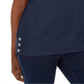 Karen Scott Women's Button Hem Scoop Neck Cotton Top Blue Size X-Large