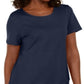 Karen Scott Women's Button Hem Scoop Neck Cotton Top Blue Size X-Large