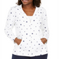 Karen Scott Women's Star Gaze Printed Zip Hoodie White Size Large