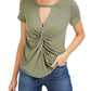 Bar III Women's Twist Front Embellished T-Shirt Green Size Large