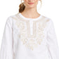 Charter Club Women's Metallic Embroidery Linen Blend Tunic White Size Large