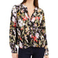 INC International Concepts Women's Floral Print Twist Front Blouse Black Size X-Large