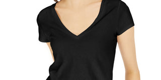 INC International Concepts Women's V Neck T Shirt Black Size Large