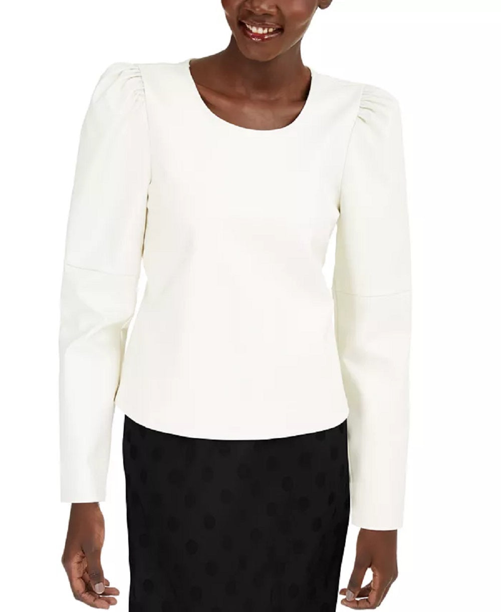 INC International Concepts Women's Faux Leather Tie Top White Size X-Large