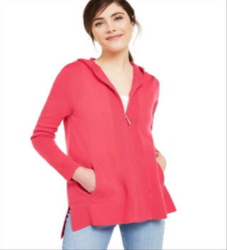 Charter Club Women's Cashmere Zip Front Hoodie Pink Size Small