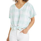 Style & Co Women's Tie Front Top Green Size Large
