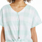 Style & Co Women's Tie Front Top Green Size Large