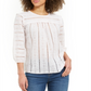Style & Co Women's Striped Eyelet 3/4 Sleeve Top Pink Size Large