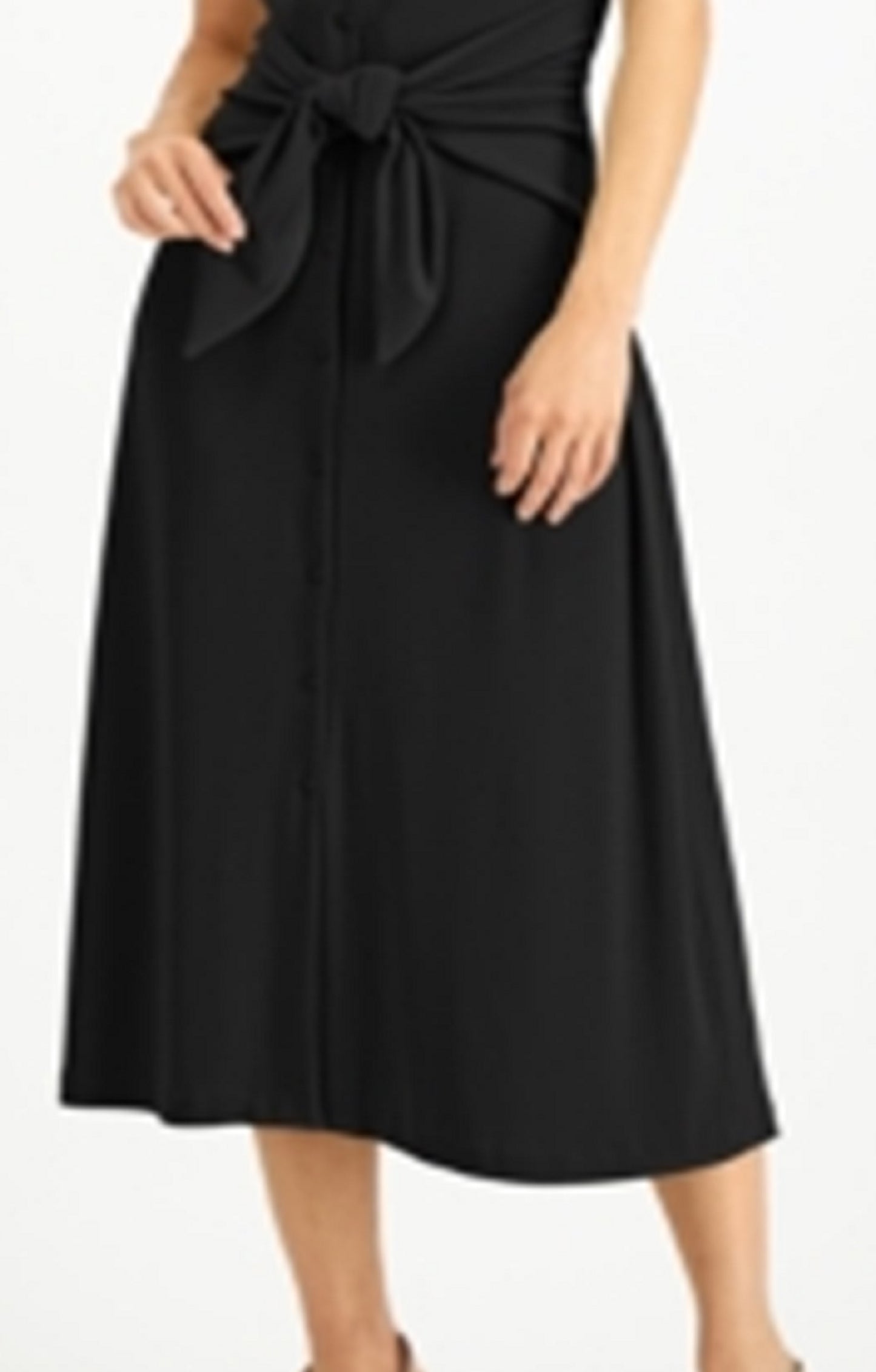 Alfani Women's Short Sleeve V Neck Below The Knee Dress Black Size X-Large
