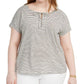 Style & Co Women's Keyhole Neck T-Shirt White Size 3X