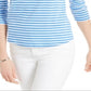 Charter Club Women's Supima Cotton Striped Top Blue Size Small