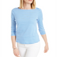 Charter Club Women's Supima Cotton Striped Top Blue Size Small