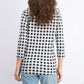 Charter Club Women's Black Gingham Print Boat Neck Top Size X-Large