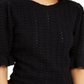 INC International Concepts Women's Patterned Short Sleeve Jewel Neck Sweater Black Size Large