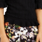 INC International Concepts Women's Patterned Short Sleeve Jewel Neck Sweater Black Size Large