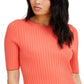 INC International Concepts Women's Ribbed Metallic Top Orange Size Small