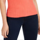 INC International Concepts Women's Ribbed Metallic Top Orange Size Small